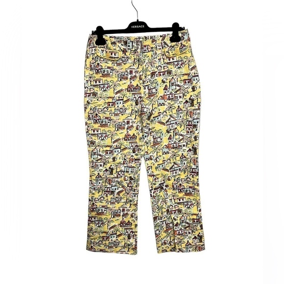 𝅺harold’s Printed Yellow Cropped / Ankle Pants - Picture 1 of 6
